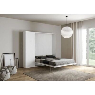 Lit escamotable ITAMOBY - Frassino Blanc - Avec colonne de rangement - 120 cm - Publicité Lit escamotable ITAMOBY - Frassino Blanc - Avec colonne de rangement - 120 cm - Publicité