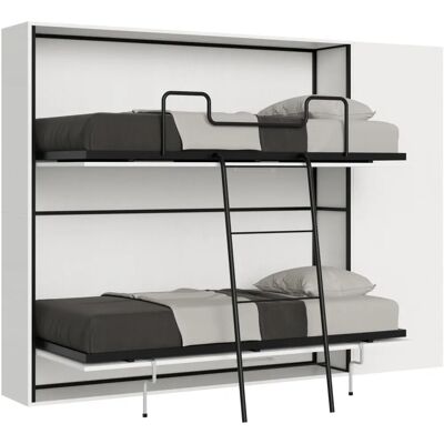 ITAMOBY Lit escamotable Kando blanc horizontal avec placard - Gain de place ITAMOBY Lit escamotable Kando blanc horizontal avec placard - Gain de place