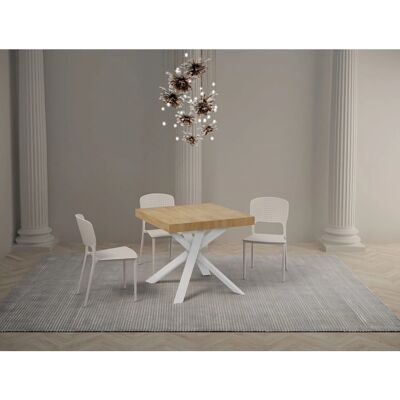 ITAMOBY Rozsuwany Stół Clerk - 90x90/194 cm - Białe Nogi - Naturalny Dąb ITAMOBY Rozsuwany Stół Clerk - 90x90/194 cm - Białe Nogi - Naturalny Dąb