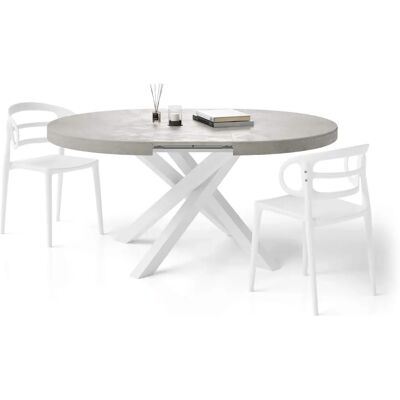 Mobili Fiver Table Ronde Extensible Emma - Gris Béton - 120-160cm - Publicité Mobili Fiver Table Ronde Extensible Emma - Gris Béton - 120-160cm - Publicité