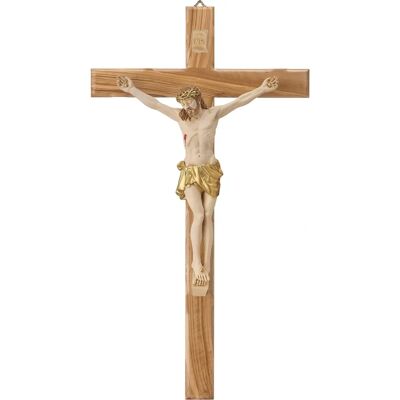 Valenti Argenti Handgefertigtes Resin-Kruzifix mit Olivenholz-Kreuz - 25 cm Valenti Argenti Handgefertigtes Resin-Kruzifix mit Olivenholz-Kreuz - 25 cm
