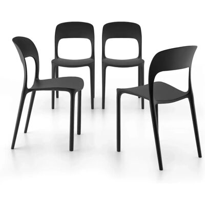 Mobili Fiver Amanda Set di Sedie - Nero Moderno Mobili Fiver Amanda Set di Sedie - Nero Moderno