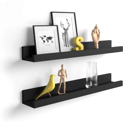 Mensola in Legno Nero Mobili Fiver - 80cm - Design Moderno Mensola in Legno Nero Mobili Fiver - 80cm - Design Moderno