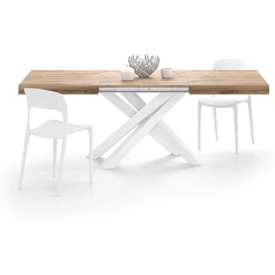 Tavolo Estensibile Emma di Mobili Fiver - Legno Rustico - Piedi Incrociati Bianchi Tavolo Estensibile Emma di Mobili Fiver - Legno Rustico - Piedi Incrociati Bianchi