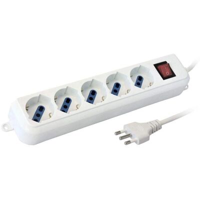 TEMPO DI SALDI Tira de corriente eléctrica con 5 enchufes Schuko - Tira de alimentación TEMPO DI SALDI Tira de corriente eléctrica con 5 enchufes Schuko - Tira de alimentación