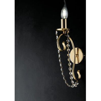 Bonetti Illumina - Lámpara de pared dorada moderna con cristales - 1 luz Bonetti Illumina - Lámpara de pared dorada moderna con cristales - 1 luz