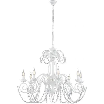 Be Light Canareggio - Lámpara colgante shabby de 8 luces, blanca, Italia Be Light Canareggio - Lámpara colgante shabby de 8 luces, blanca, Italia