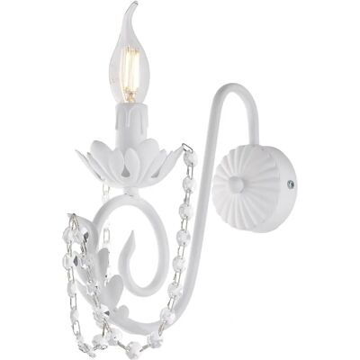 Bonetti Wandleuchte - Damasco Stil Weiß Shabby mit Kristall Strass Bonetti Wandleuchte - Damasco Stil Weiß Shabby mit Kristall Strass