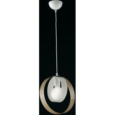BELIGHT Modelo: Lámpara Colgante Moderna 1 Luz Anillos de Acero Blancos y Tostados BELIGHT Modelo: Lámpara Colgante Moderna 1 Luz Anillos de Acero Blancos y Tostados