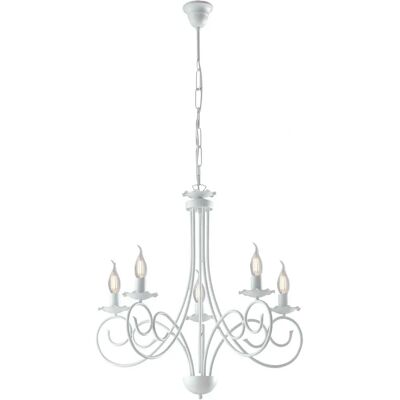 BE LIGHT Lámpara de Techo Provenzal 5 Luces Blanco Shabby - Decoración Provenzal BE LIGHT Lámpara de Techo Provenzal 5 Luces Blanco Shabby - Decoración Provenzal