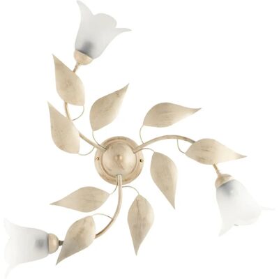 Bonetti Illumina - Lámpara de Techo en Hierro Marfil y Oro con Vidrio Blanco Alabastro 67x20 cm Bonetti Illumina - Lámpara de Techo en Hierro Marfil y Oro con Vidrio Blanco Alabastro 67x20 cm