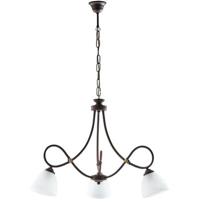 Bonetti Ilumina - Lámpara de araña de hierro rustico negro con 3 luces blancas Bonetti Ilumina - Lámpara de araña de hierro rustico negro con 3 luces blancas
