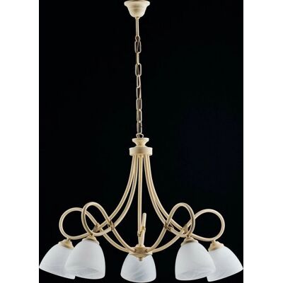 Colgante de 5 luces en marfil decapado de Bonetti - Estilo rústico Colgante de 5 luces en marfil decapado de Bonetti - Estilo rústico