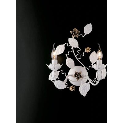 Bonetti Illumina Lámpara de Pared en Metal Blanco - Decoración Shabby Chic Floral Bonetti Illumina Lámpara de Pared en Metal Blanco - Decoración Shabby Chic Floral