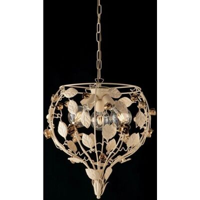 Bonetti Illumina - Araña de hierro lacado marfil con decoración decape - 3 luces Bonetti Illumina - Araña de hierro lacado marfil con decoración decape - 3 luces
