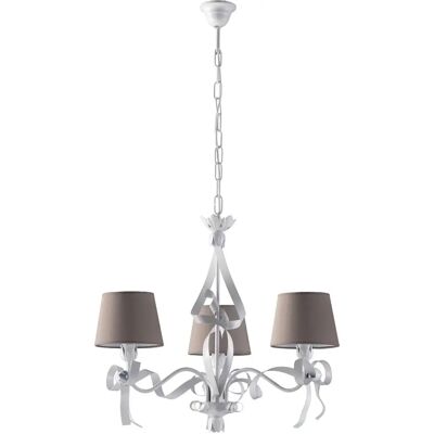 Bonetti Illumina - Lámpara de Hierro Hecha a Mano - Blanco Shabby Chic - 3 Luces Bonetti Illumina - Lámpara de Hierro Hecha a Mano - Blanco Shabby Chic - 3 Luces