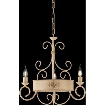 Bonetti Illumina - Lámpara de Hierro Lacado Marfil con Decoración Decape y 3 Luces - Altura 53 cm x Diámetro 54 cm Bonetti Illumina - Lámpara de Hierro Lacado Marfil con Decoración Decape y 3 Luces - Altura 53 cm x Diámetro 54 cm