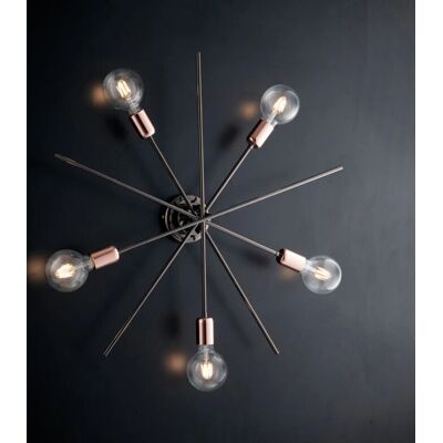 Bonetti Illumina Bloom Moderne Deckenleuchte - 5 Leuchten - Schwarz, Kupfer, Chrom Bonetti Illumina Bloom Moderne Deckenleuchte - 5 Leuchten - Schwarz, Kupfer, Chrom