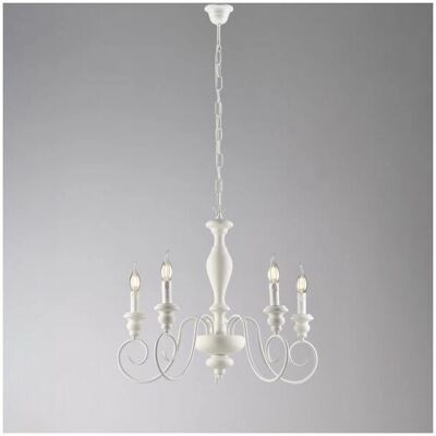 Bonetti Illumina Modelo BL265-5-bco - Lámpara de Techo Blanco en Madera y Hierro 5 Luces Bonetti Illumina Modelo BL265-5-bco - Lámpara de Techo Blanco en Madera y Hierro 5 Luces