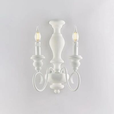 Bonetti Illumina Lámpara de Pared Blanco Shabby Chic - 2 Luces Bonetti Illumina Lámpara de Pared Blanco Shabby Chic - 2 Luces