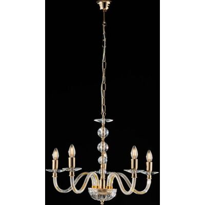 Lámpara de techo dorada Bonetti Ruben - Detalles de cristal, 5 luces Lámpara de techo dorada Bonetti Ruben - Detalles de cristal, 5 luces