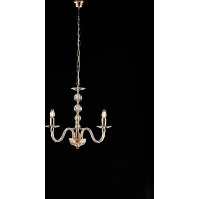 Bonetti Illumina - Gold Kronleuchter mit Glas und Strass - 3 Lampen Bonetti Illumina - Gold Kronleuchter mit Glas und Strass - 3 Lampen