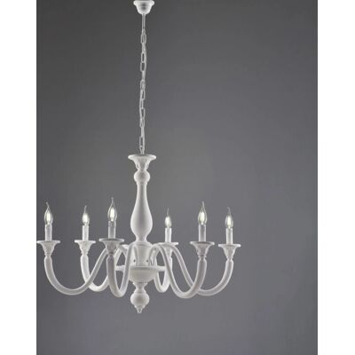 Bonetti Illumina - Lámpara de araña en madera shabby chic Lucca 6 luces Ø86 Bonetti Illumina - Lámpara de araña en madera shabby chic Lucca 6 luces Ø86