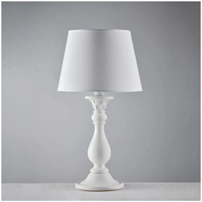 BONETTI ILLUMINA Lucca Lámpara de Mesa de Madera Blanca Shabby - Iluminación para Dormitorio y Sala BONETTI ILLUMINA Lucca Lámpara de Mesa de Madera Blanca Shabby - Iluminación para Dormitorio y Sala