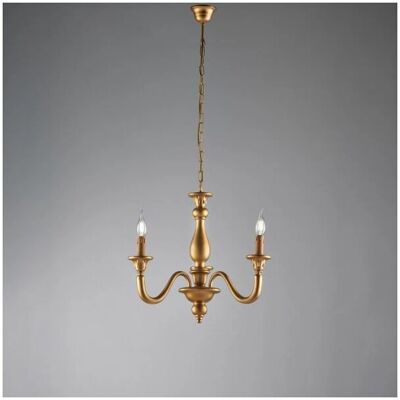 Bonetti Illumina - Kronleuchter aus antikem Goldholz, 3 Licht - Lucca Kollektion Bonetti Illumina - Kronleuchter aus antikem Goldholz, 3 Licht - Lucca Kollektion