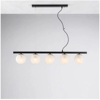 Bonetti Illumina - Schwarze Pendelleuchte mit 5 Alabaster-Diffusoren Bonetti Illumina - Schwarze Pendelleuchte mit 5 Alabaster-Diffusoren
