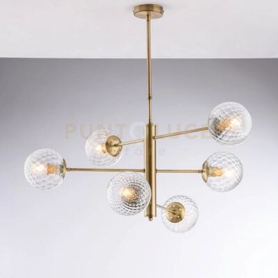 Lámpara Colgante Bonetti Demetra - Esferas de Vidrio Hechas a Mano - 6 Luces Lámpara Colgante Bonetti Demetra - Esferas de Vidrio Hechas a Mano - 6 Luces