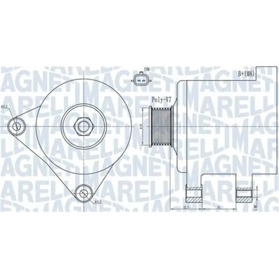 Magneti Marelli Model MQA1918 Generator - 150A Udgang Magneti Marelli Model MQA1918 Generator - 150A Udgang