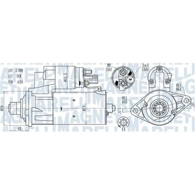 Magneti Marelli Modell 063721584010 - Starter für VW, Audi, Seat, Skoda Magneti Marelli Modell 063721584010 - Starter für VW, Audi, Seat, Skoda