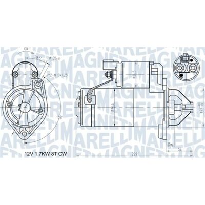 Magneti Marelli Modelo 063721365010 - Partida para Hyundai/Kia 12V 1,7kW Magneti Marelli Modelo 063721365010 - Partida para Hyundai/Kia 12V 1,7kW