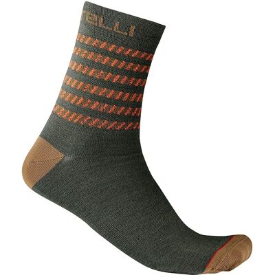 Meias Castelli Go 15 - Mistura de lã Merino, Verde/Laranja, XXL Meias Castelli Go 15 - Mistura de lã Merino, Verde/Laranja, XXL