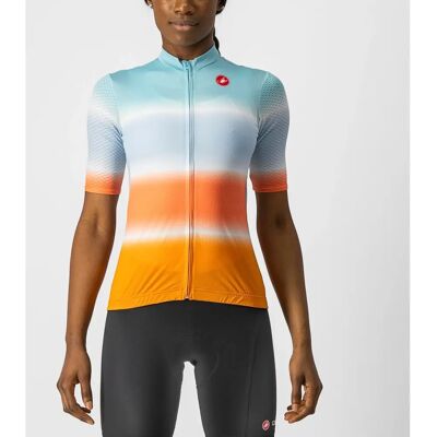 Maillot femme Castelli Dolce - Orange/Bleu - Maillot léger et haute performance - Publicité Maillot femme Castelli Dolce - Orange/Bleu - Maillot léger et haute performance - Publicité