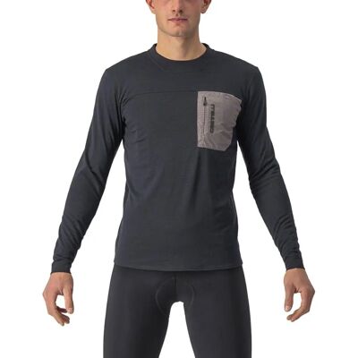 Castelli Unlimited Merino långärmad tröja - Ljus svart/nickelgrå XL Castelli Unlimited Merino långärmad tröja - Ljus svart/nickelgrå XL