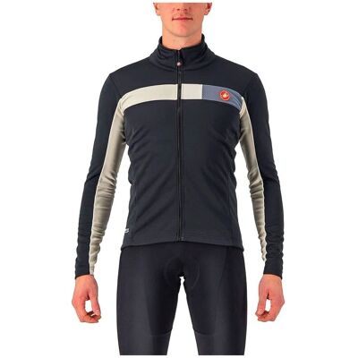 Chaqueta de ciclismo Castelli Mortirolo 6S a prueba de viento - Negro / Tiza / Plata Chaqueta de ciclismo Castelli Mortirolo 6S a prueba de viento - Negro / Tiza / Plata