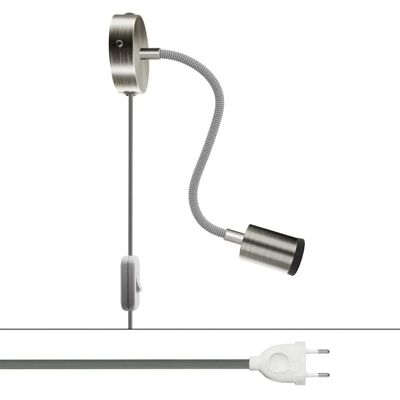 Creative - Lampe Murale Flexible avec Spot GU1d0 et Prise à 2 Pôles - Titane Satiné - Publicité Creative - Lampe Murale Flexible avec Spot GU1d0 et Prise à 2 Pôles - Titane Satiné - Publicité