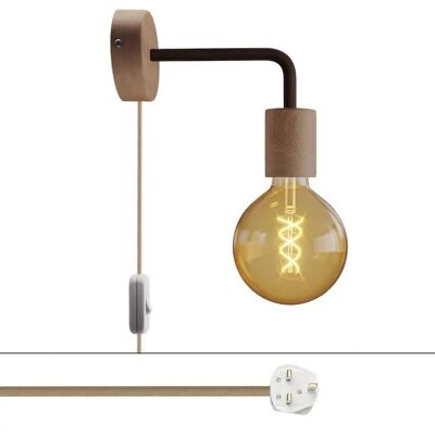 Lámpara de madera Creative Spostaluce - Extensión curva - Enchufe inglés Lámpara de madera Creative Spostaluce - Extensión curva - Enchufe inglés