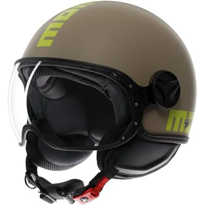 Casque Momo Design FGTR Classic - Sable/Lime - Style italien - Publicité Casque Momo Design FGTR Classic - Sable/Lime - Style italien - Publicité