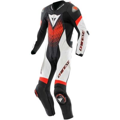 Dainese Laguna Seca 6 Perf Tuta in Pelle - Uomo - Nero/bianco/rosso-fluo - Abbigliamento Moto Dainese Laguna Seca 6 Perf Tuta in Pelle - Uomo - Nero/bianco/rosso-fluo - Abbigliamento Moto