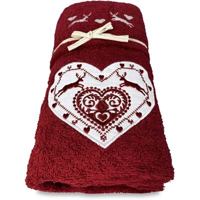 Set Asciugamani TEX FAMILY - Ricamo Cuore e Cervo Tirolese Set Asciugamani TEX FAMILY - Ricamo Cuore e Cervo Tirolese