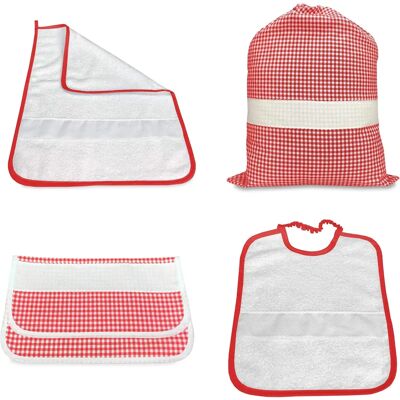 TEX FAMILY - Set asilo 4 pezzi - Rosso - Kids textile set TEX FAMILY - Set asilo 4 pezzi - Rosso - Kids textile set