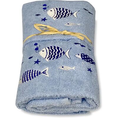 TEX FAMILY Set asciugamani mare pesciolini fondo blu - Set di asciugamani TEX FAMILY Set asciugamani mare pesciolini fondo blu - Set di asciugamani