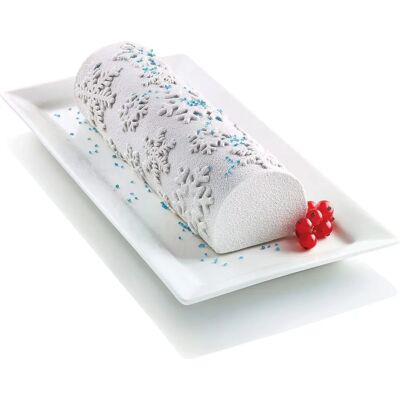 Kit Frozen Bûche Silikomart - Stampo e Texture Fiocco Neve Kit Frozen Bûche Silikomart - Stampo e Texture Fiocco Neve