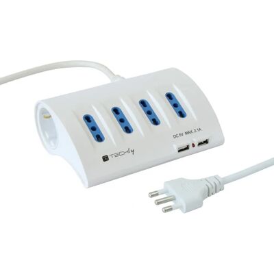 Multipresa Techly - 4 italiane + 2 Schuko + USB - Bianco Multipresa Techly - 4 italiane + 2 Schuko + USB - Bianco