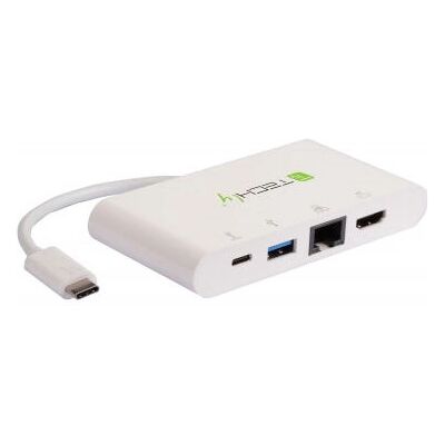 Techly USB31-DOCK1 - Weißer Laptop Dock mit HDMI, Ethernet, USB-A, USB-C Techly USB31-DOCK1 - Weißer Laptop Dock mit HDMI, Ethernet, USB-A, USB-C