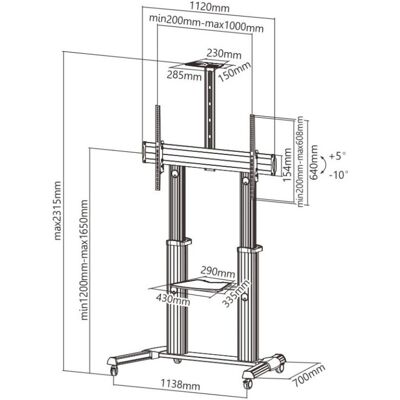 Techly ICA-TR24 Silber TV-Schrank - Unterstützung für 60-100'' Fernseher Techly ICA-TR24 Silber TV-Schrank - Unterstützung für 60-100'' Fernseher