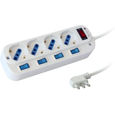 Techly IUPS-PCP-4I-OP Prolunga - 4 prese, 1,5 m, Bianco Techly IUPS-PCP-4I-OP Prolunga - 4 prese, 1,5 m, Bianco